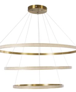 kelvo® DIAMOND KLV-101-0242-V2 Κρεμαστό Φωτιστικό Οροφής LED 150W 15000lm 180° AC 220-240V IP20 Ρυθμιζόμενο Λευκό CCT με Χειριστήριο από 2700K έως 6000K Dimmable – Lumileds SMD Chip – Χρυσό Πλατίνα – Μ100 x Π100 x Υ100cm – 3 Χρόνια Εγγύηση