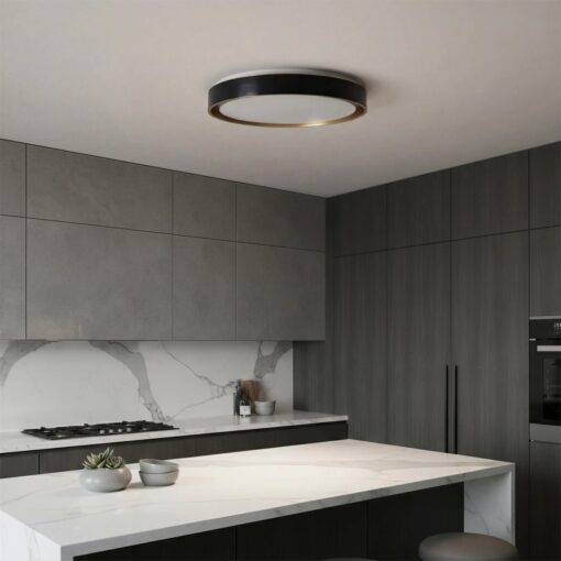 kelvo® BARCHETTA KLV-101-0266-V2 Φωτιστικό Οροφής LED 72W 7200lm 120° AC 220-240V IP20 Ρυθμιζόμενο Λευκό CCT με Χειριστήριο από 2700K έως 6000K Dimmable – Lumileds SMD Chip – Μαύρο & Σαμπανιζέ Χρυσό Ματ – Μ48 x Π48 x Υ8.2cm – 3 Χρόνια Εγγύηση