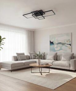 kelvo® QUADRA KLV-101-0293 Φωτιστικό Οροφής LED 100W 10000lm 120° AC 220-240V IP20 Ρυθμιζόμενο Λευκό CCT με Χειριστήριο από 2700K έως 6000K Dimmable – Lumileds SMD Chip – Μαύρο Ματ – Μ85 x Π45 x Υ9cm – 3 Χρόνια Εγγύηση