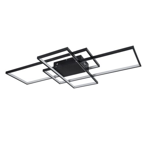 kelvo® QUADRA KLV-101-0296 Φωτιστικό Οροφής LED 120W 12000lm 120° AC 220-240V IP20 Ρυθμιζόμενο Λευκό CCT με Χειριστήριο από 2700K έως 6000K Dimmable – Lumileds SMD Chip – Μαύρο Ματ – Μ105 x Π60 x Υ9cm – 3 Χρόνια Εγγύηση