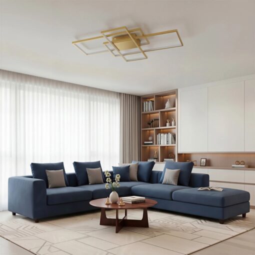 kelvo® QUADRA KLV-101-0298 Φωτιστικό Οροφής LED 120W 12000lm 120° AC 220-240V IP20 Ρυθμιζόμενο Λευκό CCT με Χειριστήριο από 2700K έως 6000K Dimmable – Lumileds SMD Chip – Σαμπανιζέ Χρυσό Ματ – Μ105 x Π60 x Υ9cm – 3 Χρόνια Εγγύηση