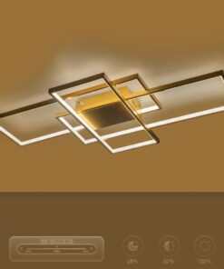 kelvo® QUADRA KLV-101-0298 Φωτιστικό Οροφής LED 120W 12000lm 120° AC 220-240V IP20 Ρυθμιζόμενο Λευκό CCT με Χειριστήριο από 2700K έως 6000K Dimmable – Lumileds SMD Chip – Σαμπανιζέ Χρυσό Ματ – Μ105 x Π60 x Υ9cm – 3 Χρόνια Εγγύηση