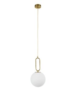 kelvo® BELLISSIMO KLV-101-0376 Κρεμαστό Φωτιστικό Οροφής για Λάμπα με Ντουί E27 AC 220-240V IP20 – Χρυσό Βούρτσας Πλατίνα & Λευκό – Μ20 x Π20 x Υ42cm