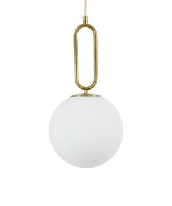 kelvo® BELLISSIMO KLV-101-0376 Κρεμαστό Φωτιστικό Οροφής για Λάμπα με Ντουί E27 AC 220-240V IP20 – Χρυσό Βούρτσας Πλατίνα & Λευκό – Μ20 x Π20 x Υ42cm