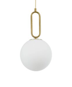 kelvo® BELLISSIMO KLV-101-0376 Κρεμαστό Φωτιστικό Οροφής για Λάμπα με Ντουί E27 AC 220-240V IP20 – Χρυσό Βούρτσας Πλατίνα & Λευκό – Μ20 x Π20 x Υ42cm