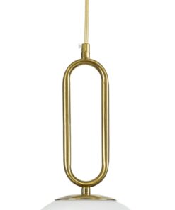 kelvo® BELLISSIMO KLV-101-0376 Κρεμαστό Φωτιστικό Οροφής για Λάμπα με Ντουί E27 AC 220-240V IP20 – Χρυσό Βούρτσας Πλατίνα & Λευκό – Μ20 x Π20 x Υ42cm