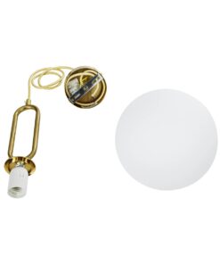 kelvo® BELLISSIMO KLV-101-0376 Κρεμαστό Φωτιστικό Οροφής για Λάμπα με Ντουί E27 AC 220-240V IP20 – Χρυσό Βούρτσας Πλατίνα & Λευκό – Μ20 x Π20 x Υ42cm