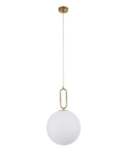 kelvo® BELLISSIMO KLV-101-0377 Κρεμαστό Φωτιστικό Οροφής για Λάμπα με Ντουί E27 AC 220-240V IP20 – Χρυσό Βούρτσας Πλατίνα & Λευκό – Μ30 x Π30 x Υ52cm