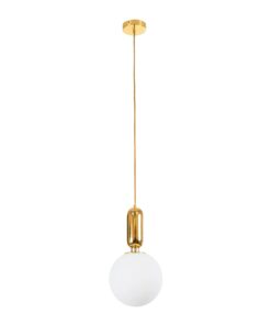kelvo® ESTETICO KLV-101-0382 Κρεμαστό Φωτιστικό Οροφής για Λάμπα με Ντουί E27 AC 220-240V IP20 – Χρυσό Βούρτσας Πλατίνα & Λευκό – Μ20 x Π20 x Υ38cm