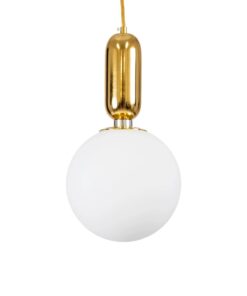 kelvo® ESTETICO KLV-101-0382 Κρεμαστό Φωτιστικό Οροφής για Λάμπα με Ντουί E27 AC 220-240V IP20 – Χρυσό Βούρτσας Πλατίνα & Λευκό – Μ20 x Π20 x Υ38cm