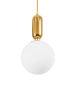 kelvo® ESTETICO KLV-101-0382 Κρεμαστό Φωτιστικό Οροφής για Λάμπα με Ντουί E27 AC 220-240V IP20 – Χρυσό Βούρτσας Πλατίνα & Λευκό – Μ20 x Π20 x Υ38cm