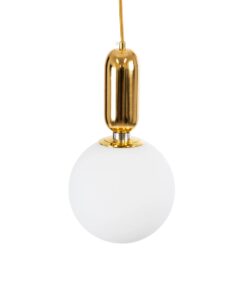 kelvo® ESTETICO KLV-101-0382 Κρεμαστό Φωτιστικό Οροφής για Λάμπα με Ντουί E27 AC 220-240V IP20 – Χρυσό Βούρτσας Πλατίνα & Λευκό – Μ20 x Π20 x Υ38cm