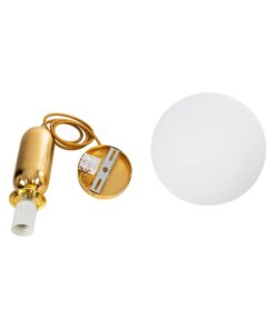 kelvo® ESTETICO KLV-101-0382 Κρεμαστό Φωτιστικό Οροφής για Λάμπα με Ντουί E27 AC 220-240V IP20 – Χρυσό Βούρτσας Πλατίνα & Λευκό – Μ20 x Π20 x Υ38cm