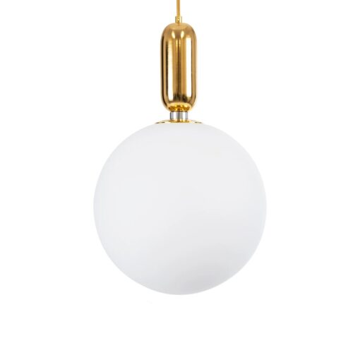 kelvo® ESTETICO KLV-101-0383 Κρεμαστό Φωτιστικό Οροφής για Λάμπα με Ντουί E27 AC 220-240V IP20 – Χρυσό Βούρτσας Πλατίνα & Λευκό – Μ30 x Π30 x Υ48cm
