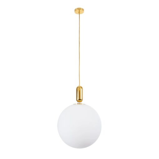 kelvo® ESTETICO KLV-101-0384 Κρεμαστό Φωτιστικό Οροφής για Λάμπα με Ντουί E27 AC 220-240V IP20 – Χρυσό Βούρτσας Πλατίνα & Λευκό – Μ40 x Π40 x Υ58cm