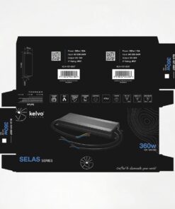 kelvo® SELAS KLV-107-0037 Τροφοδοτικό/Μετασχηματιστής Class I PELV 360W 15A AC 220-240V σε DC 24V Αδιάβροχο IP67 – Γκρι Ανθρακί Ματ – Μ26.8 x Π7.2 x Υ3.2cm – 5 Χρόνια Εγγύηση