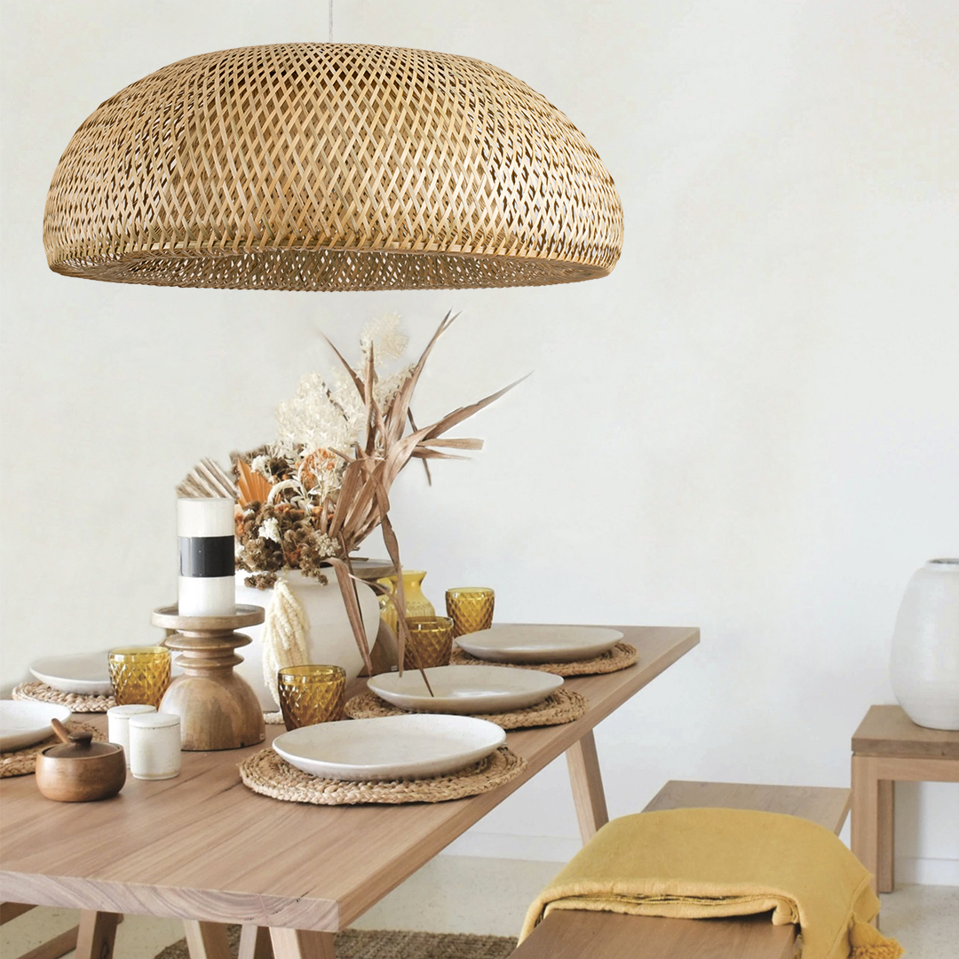 GLOBOSTAR® SAN TROPEZ 00673 Boho Κρεμαστό Φωτιστικό Οροφής με Ντουί 1 x E27 AC 220-240V IP20 - Μπεζ - Μ100 x Π100 x Y35cm - Image 10