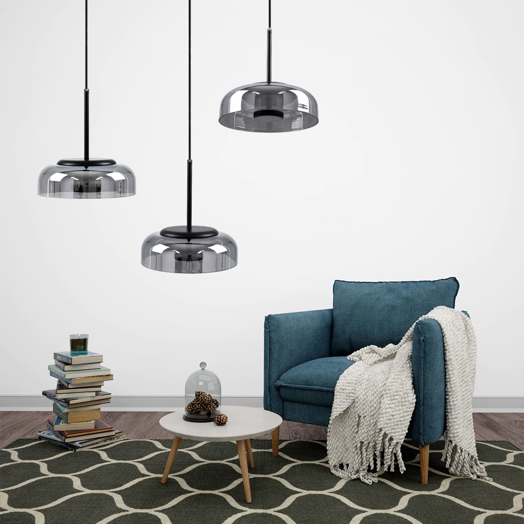 GLOBOSTAR® CHARLOTTE 00743 Μοντέρνο Κρεμαστό Φωτιστικό Οροφής LED 5W 500lm 180° AC 220-240V IP20 Θερμό Λευκό 2700K - Sanan SMD Chip - Μαύρο & Μαύρο Φιμέ - Μ23 x Π23 x Υ23cm - 2 Xρόνια Εγγύηση - Image 12
