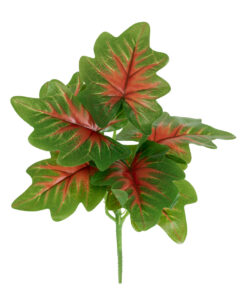 GloboStar® CALADIUM S-78271 Τεχνητό Φυτό Καλάδιο - Μπουκέτο Διακοσμητικών Φυτών - Κλαδιών με Φύλλωμα Πράσινο - Κόκκινο - Κίτρινο Υ28cm