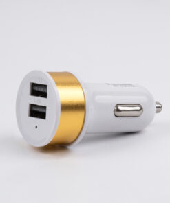 Globostar® S-90990 Χρυσός Φορτιστής Αυτοκινήτου DC 12-24V με 2 Εξόδους USB DC 5V 1.0Α & 2.1A