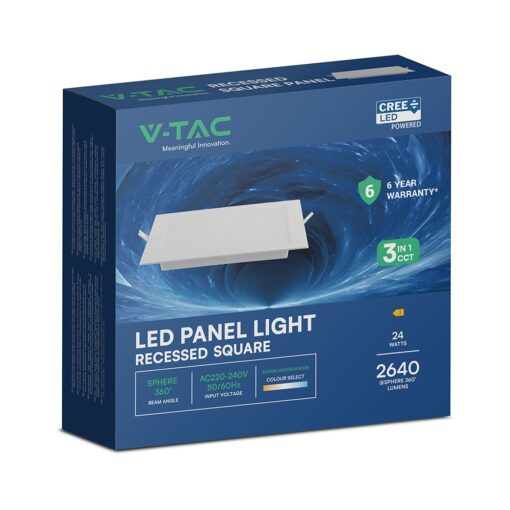 104896-b CCT LED Panel V-TAC Cree Chip 24W 2640lm 3in1 Τετράγωνο Χωνευτό 30x30cm 6yrs Wty 104896VT