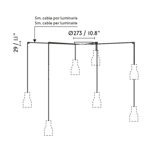 TATAWIN PENDANT LAMP SHADE METAL M WHITE 7xE27 Faro Barcelona 1-FR20340-145-7L