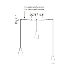 TATAWIN PENDANT LAMP SHADE METAL M BLACK 3xE27 Faro Barcelona 1-FR20340-146-3L