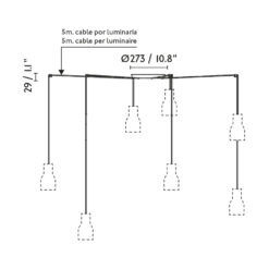 TATAWIN PENDANT LAMP SHADE METAL M BLACK 7xE27 Faro Barcelona 1-FR20340-146-7L