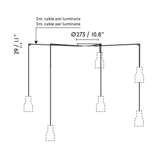 TATAWIN PENDANT LAMP SHADE METAL M GREEN 5xE27 Faro Barcelona 1-FR20340-149-5L