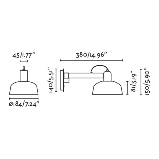 TATAWIN WALL LAMP ARM SHADE METAL BLACK 1xE27 Faro Barcelona 1-FR20342-141