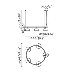 TATAWIN PENDANT LAMP CIR. SHADE METAL M BLACK 5xE2 Faro Barcelona 1-FR20343-146-5L
