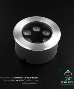 V‑TAC LED Χωνευτό Φωτιστικό 6W 387lm 3000K IP67 Στρογγυλό Silver – 24219