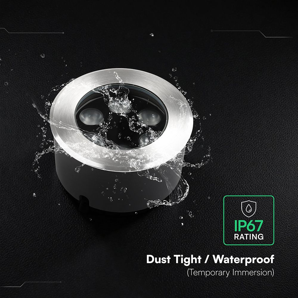 V‑TAC LED Χωνευτό Φωτιστικό 6W 387lm 3000K IP67 Στρογγυλό Silver – 24219