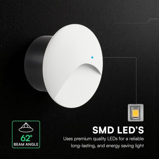 V‑TAC LED Φωτιστικό Σκαλοπατιών 3W 230lm 3000K IP65 Στρογγυλό Λευκό – 24230