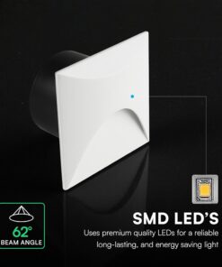 V‑TAC LED Φωτιστικό Σκαλοπατιών 3W 230lm 3000K IP65 Τετράγωνο Λευκό – 24231