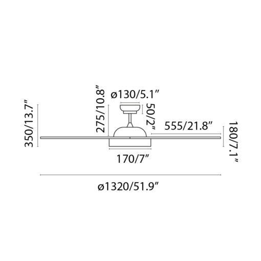 POLARIS Ø1320MM WHITE 3 BLADES LED 18W TUYA Faro Barcelona 1-FR33346WT