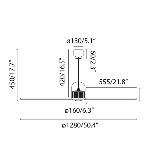 DECO FAN Ø1280 BLACK 3B NOGAL 3000K Faro Barcelona 1-FR33395D1N