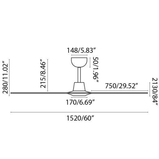 MOREA Ø1520MM BROWN 3 BLADES WALNUT DARK TUYA Faro Barcelona 1-FR33511WT
