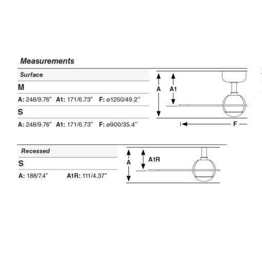 SFERA M RECESS Ø1250 WHITE 3P WHITE BLADES Faro Barcelona 1-FR34272R