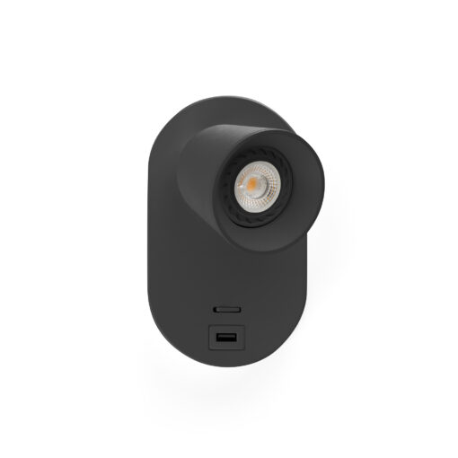 CORB W/LAMP BLACK GU10 + USB C Faro Barcelona 1-FR40136N