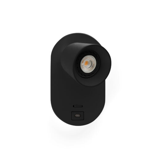 CORB W/LAMP BLACK GU10 + USB C Faro Barcelona 1-FR40136N