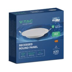 CCT LED Panel V-TAC Cree Chip 6W 630lm 3in1 Στρογγυλό Χωνευτό Φ12cm 6yrs Wty 78586VT