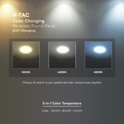 CCT LED Panel V-TAC Cree Chip 24W 2640lm 3in1 Στρογγυλό Χωνευτό Φ30cm 6yrs Wty 78676VT