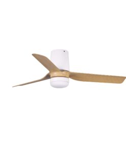 Faro Barcelona MINI PUNT TUB S Ανεμιστήρας Οροφής LED 10W 550lm Λευκό/Ξύλο με DC Motor – Τηλεχειριστήριο 1-FR338331S