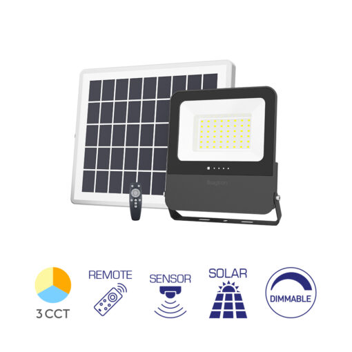 Προβολέας ηλιακός (solar) IP65 50w (15w) 600lm 3CCT 2m Καλωδιο Braytron BT64-10681BR