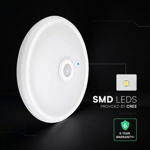 Φωτιστικό Οροφής LED 12W 6400K με Αισθητήρα PIR CREE Chip V-TAC VT-13-C 218096