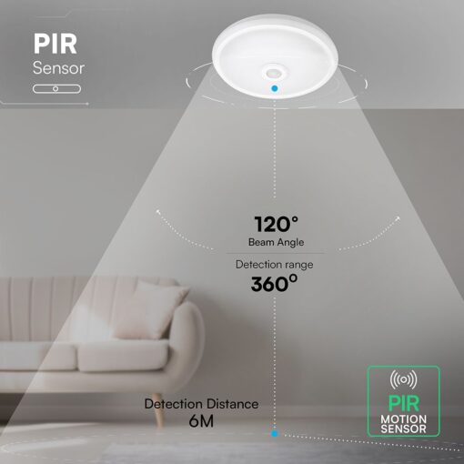 Φωτιστικό Οροφής LED 12W 6400K με Αισθητήρα PIR CREE Chip V-TAC VT-13-C 218096