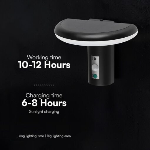 V‑TAC 24365VT Ηλιακό Φωτιστικό Κήπου LED Μαύρο 95lm 3000K Ανιχνευτής Κίνησης PIR IP54 200×137×160