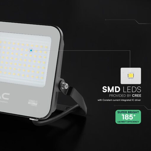 Προβολέας LED 50W Cree Chip 9250lm IP65 Μαύρος 6500K 6yrs Wty V-TAC 9893-6