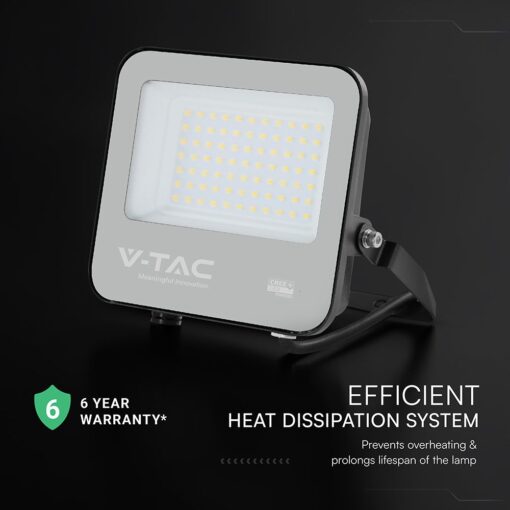Προβολέας LED 50W Cree Chip 9250lm IP65 Μαύρος 6500K 6yrs Wty V-TAC 9893-6